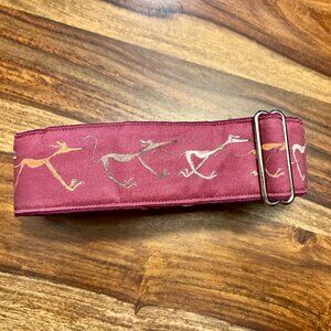 Wide 2" Martingale Dog Collar Doodles - Burgundy - Ribbon on Reinforced Cotton